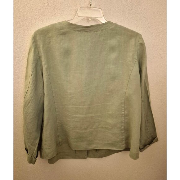 JM Collection 100% Linen Light Green Button Front Shirt Jacket Size 18W EUC - Picture 4 of 6